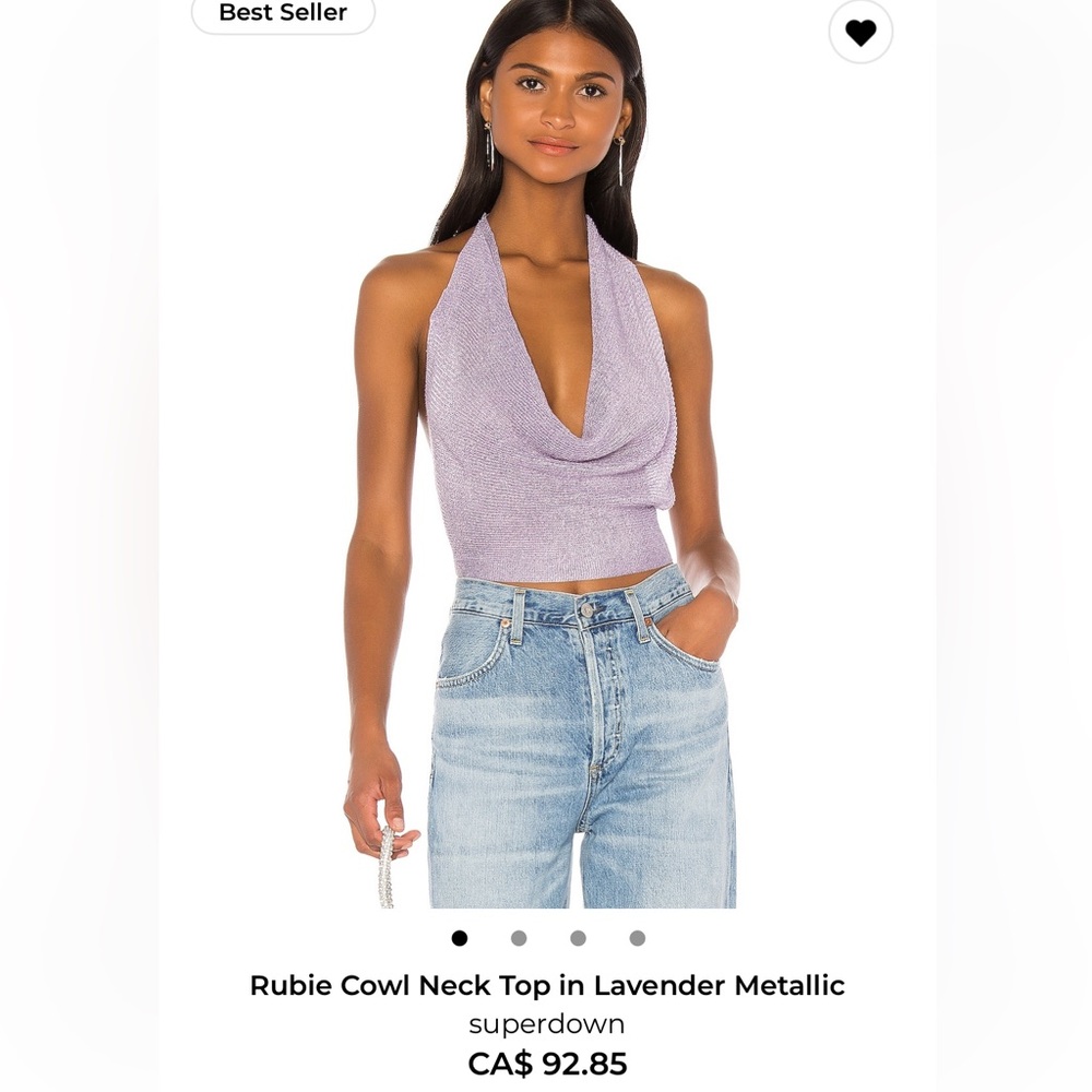 Superdown Shimmering Lavender Cowl Neck Crop Top
